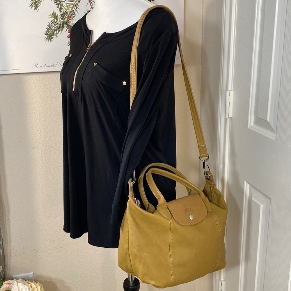 Longchamp Le Pliage Cuir Small Tan